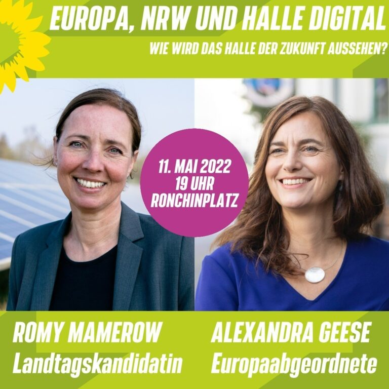 Europaabgeordnete Alexandra Geese diskutiert in Halle (Westf.)