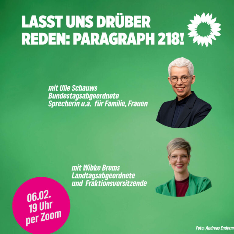 Videokonferenz mit Ulle Schauws und Wibke Brems zu §218 StGB – Aktueller Stand